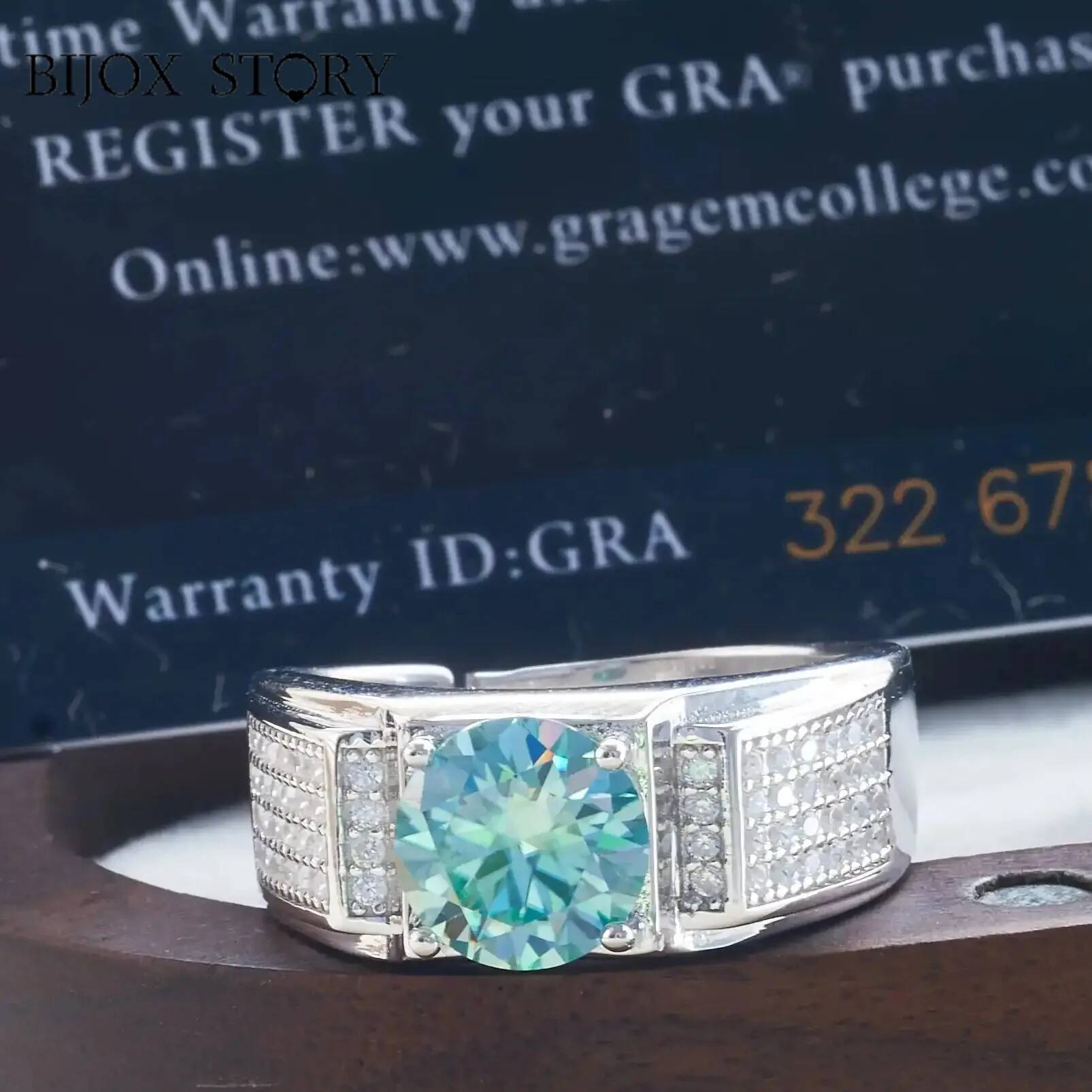 Moissanite Engagement Ring 1 Carat - Anillo de moissanita de color azul
