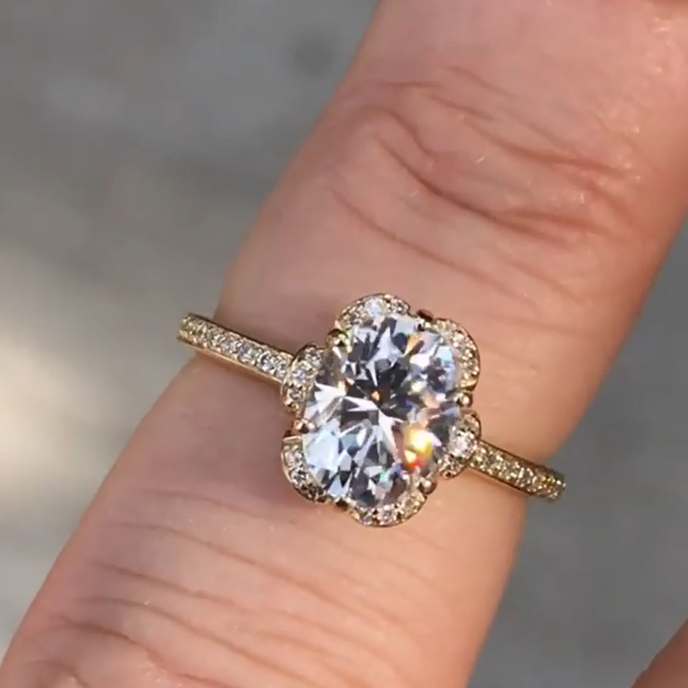 Moissanite Engagement Ring 1 Carat - Anillo de compromiso de aniversario de