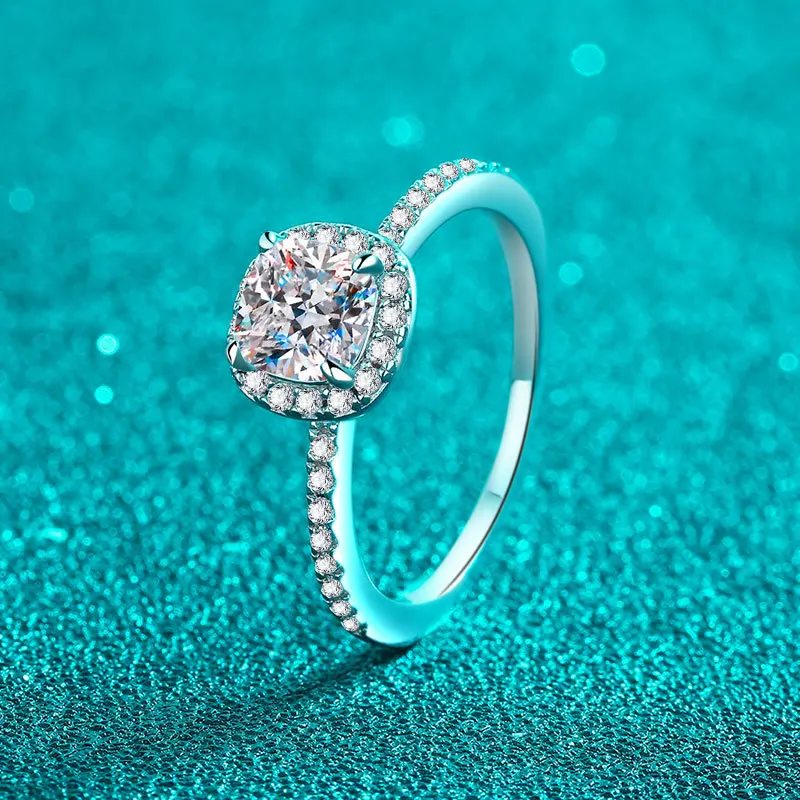 Moissanite Engagement Ring 1 Carat - Anillo de moissanita de plata de