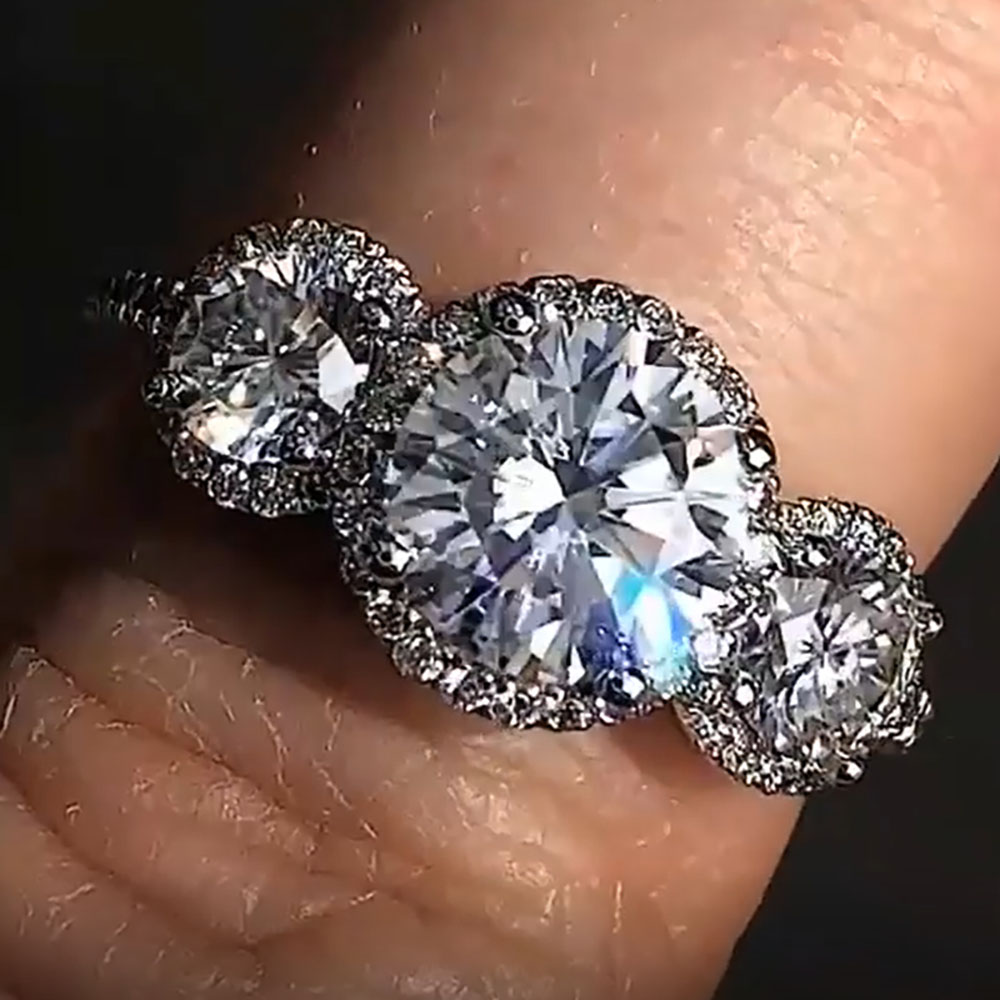 Moissanite Engagement Ring 1 Carat - Anillo de compromiso de aniversario de