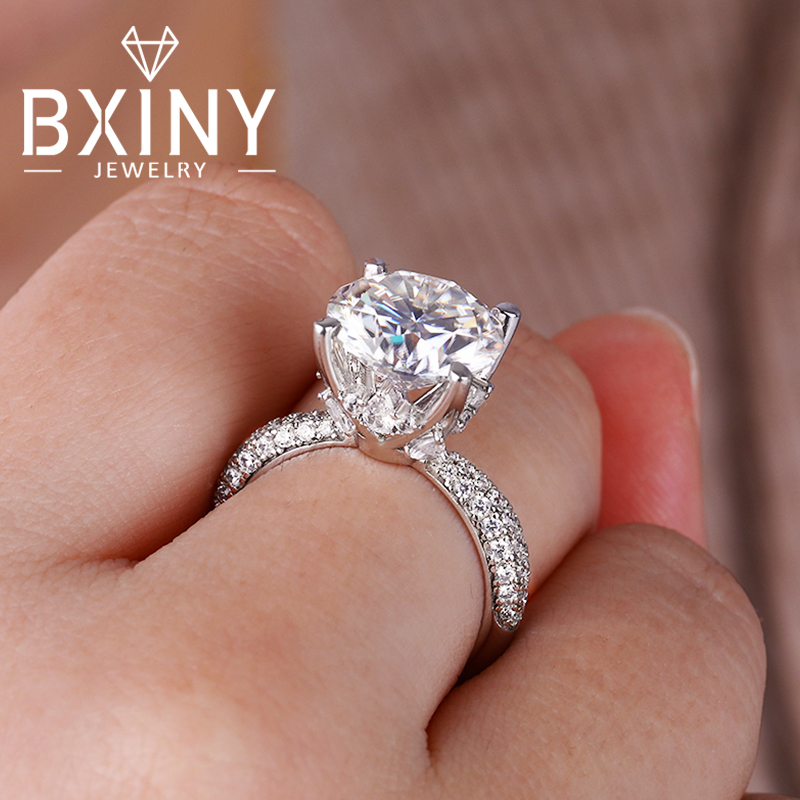 BXINY D Color 5CT anillos de m - Moissanite Engagement Ring 1 Carat reseña y precio