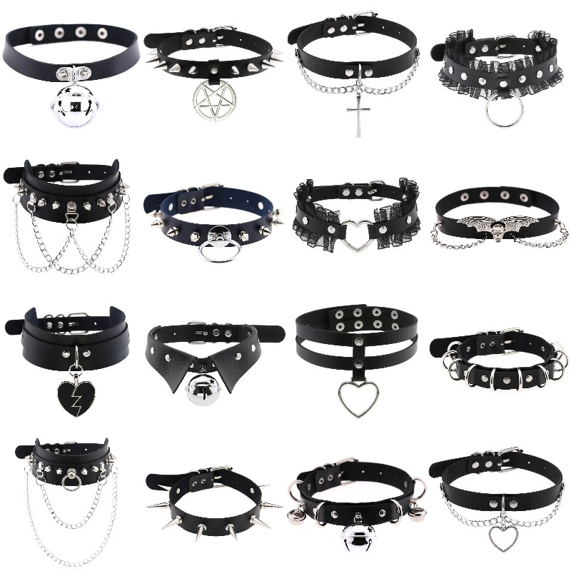 Gargantilla de cuero con remac - Goth Punk Spike Choker reseña y precio
