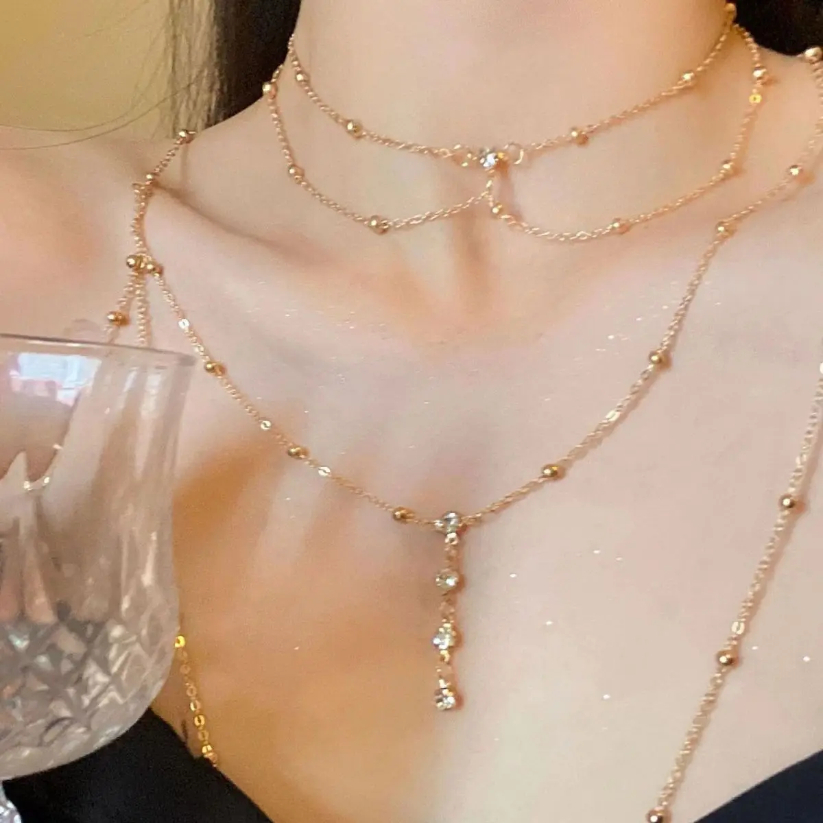 Cadena de cuerpo de diamantes  - Layered Pendant Necklace Aesthetic reseña y precio