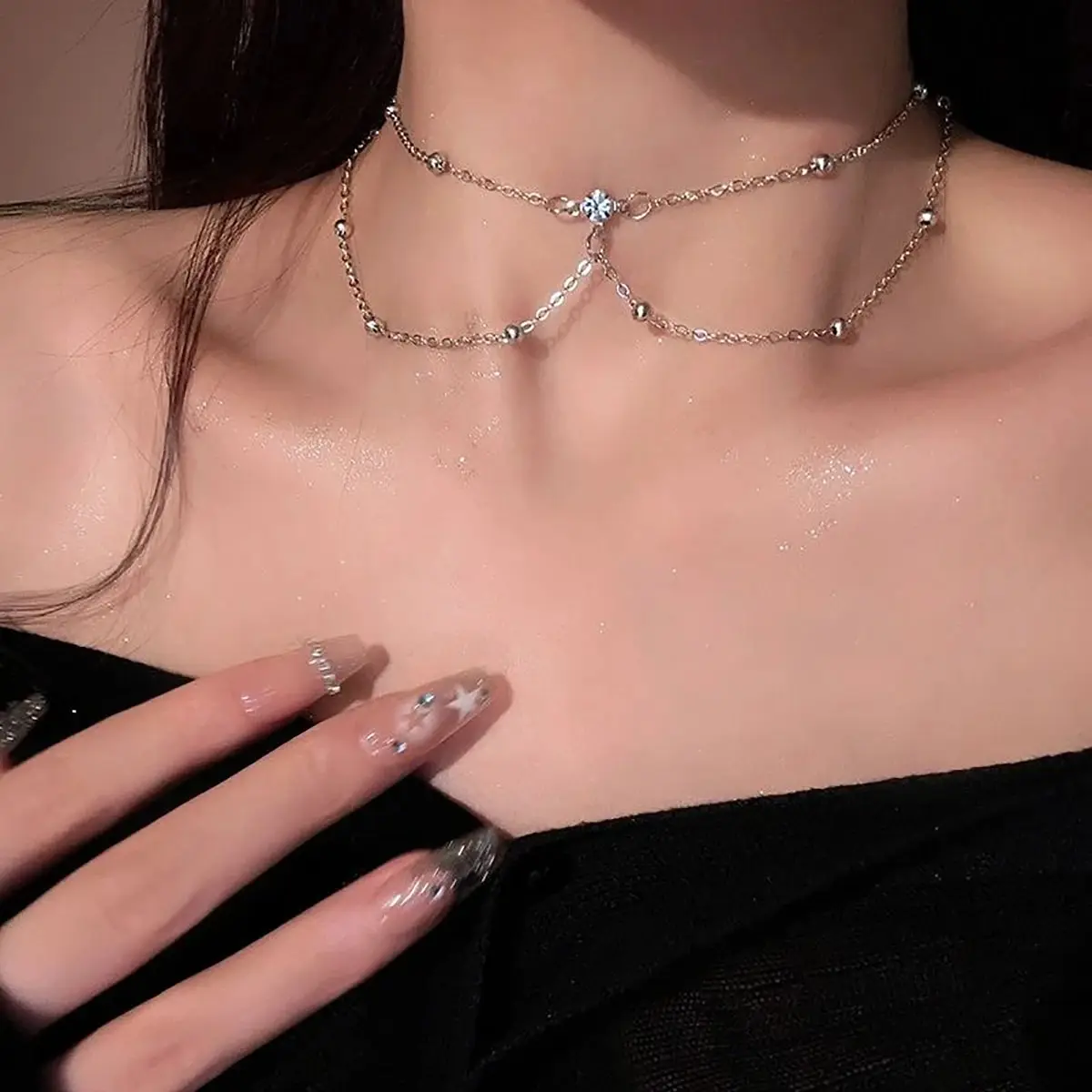 Cadena de cuerpo de diamantes  - Layered Pendant Necklace Aesthetic reseña y precio