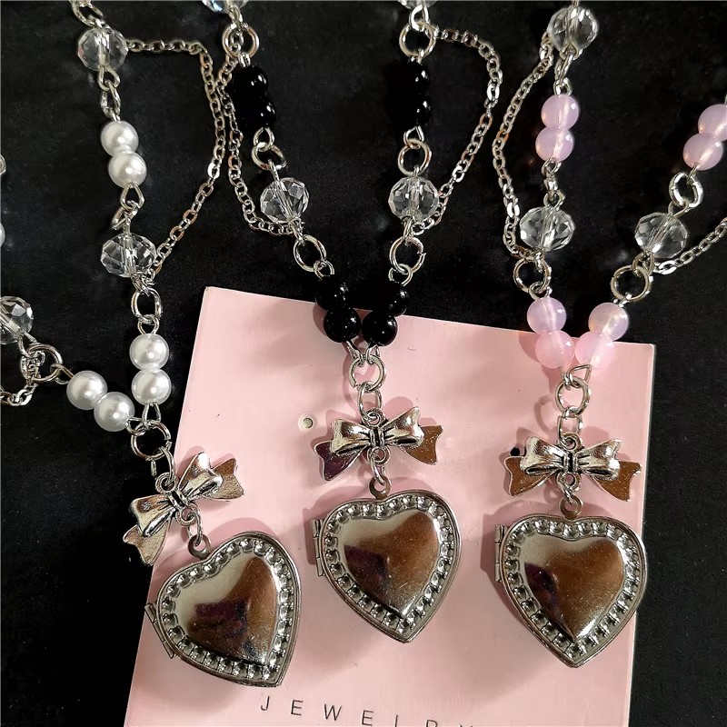 Colgante gótico Y2K con medall - Heart Locket Necklace Photo reseña y precio